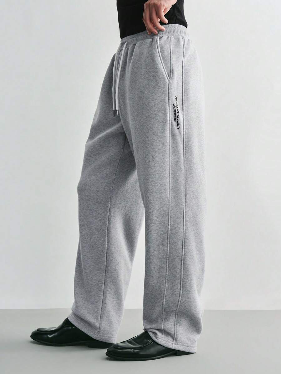 Sonviro Men's Solid Color Drawstring Waist Pocket Casual Sweatpants - Grey - View 1