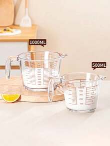 1 Glass Measuring Cup With Precise Markings And Handle, Versatile Large Capacity Stackable Storage, Can Be Used As A Coffee Measuring Cup, Convenient Spout Design, Multifunctional Kitchen Utensil, Suitable For Measuring Baking, Milk, Water, And Flour - Multicolor - View 9