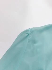 GlowEve CURVE Plus Size Women's Solid Color Tie-Front Casual Versatile Everyday Beach Vacation Outing Shirt Light Blue Summer - Blue - View 5