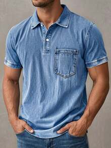 Manfinity Dauomo Men's Casual Digital Print Pattern Polo Short Sleeve Shirt - Multicolor - View 3