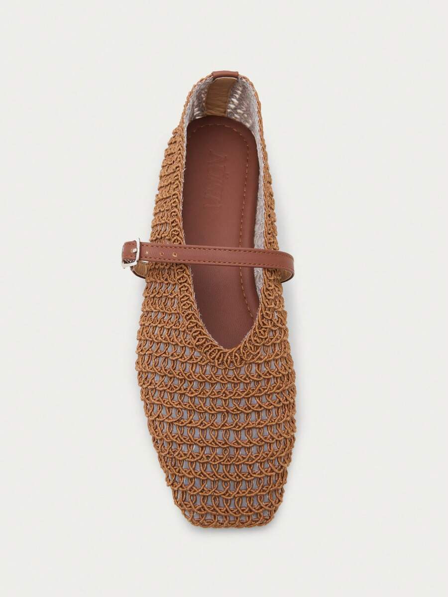 Nöista Warm Brown Tone Ballet Flats, Made Of Woven Synthetic Fabric With Tight Woven Texture. - Mocha Brown 1 - View 1