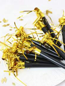 10/20pcs Gold And Silver Tassel Curls, Black Party Blowers - multicolor - View 8
