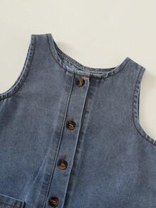 SHEIN Baby Boy/Girl Summer Casual Denim Romper, Cute Romper - Multicolor - View 5