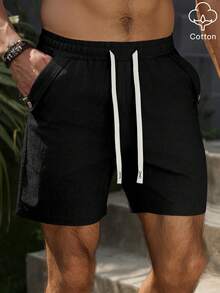 VENTUSAIL Men's Drawstring Waist Pocket Casual Versatile Daily Travel Shorts, Holiday - Black - View 3