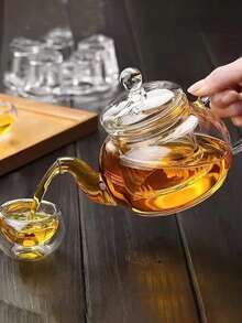 1Pc 600ml/800ml/1000ml Heat-Resistant High Borosilicate Glass Teapot With Infuser, Transparent …Glass Teapot For Loose Leaf Tea And Herbal Tea, Gooseneck Teapot For Induction Cooktop, Glass Tea Warmer Without Candle Back To Schoo - Transparent 2 - View 3