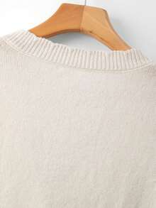 GlowEve CURVE Plus Size Elegant Cute Cherry V-Neck Sleeveless Button-Up Cardigan Vest Club Vacation White Summer - Beige - View 6