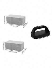 3PCS Pumice Material Heat Resistant Handle Cuttable Multi Purpose Degreasing Natural Gray Barbecue Cleaning Brick For BBQ Grill Swimming Pool Sink Stove Cookware Tableware Kitchen Bathroom Home Goods - multicolor - View 7