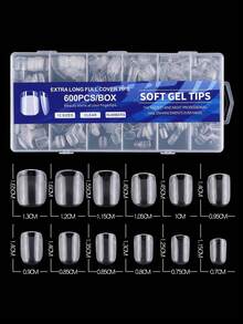 600Pcs Short Square Soft Gel Nail Tips Transparent Semi-Matte Full Cover Acrylic Pre-Shaped False Nails Extension DIY Manicure Supplies - Clear - View 3