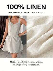 SHEIN Essnce Mini Dress Grey Dress Elegant Women Mini Dress, Fashionable Solid Color Summer Dress - Apricot - View 7