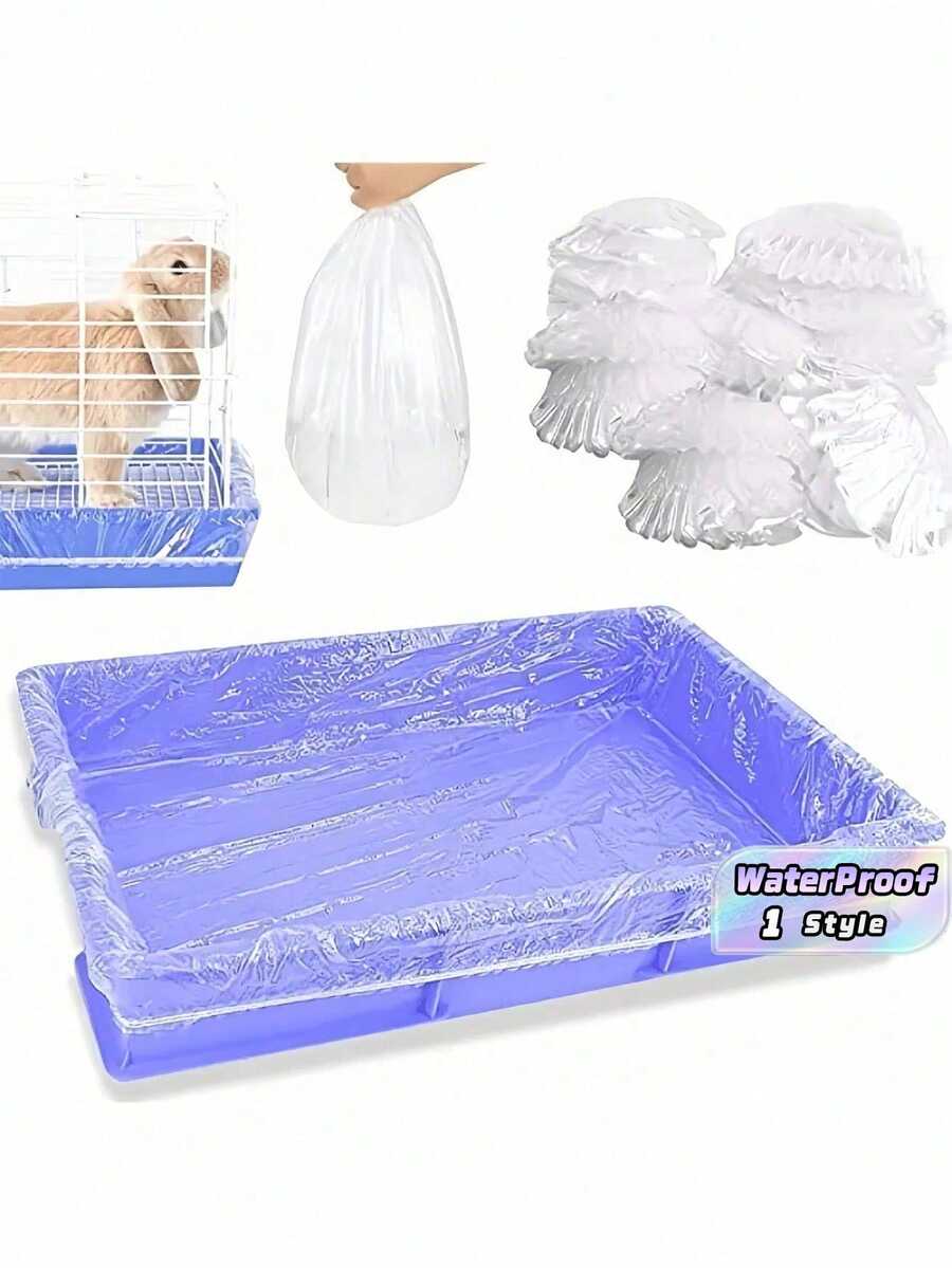 Paquete de 50 revestimientos de plástico transparente para jaulas - Insertos desechables para bandejas de cama de mascotas pequeñas para conejos, hámsters y cajas de arena para gatos - Multicolor - Ver 1
