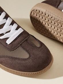 CUCCOO EASI Damen Sneaker mit flacher Sohle und runder Zehenpartie, lässig und vielseitig, College-Sportbekleidung Damen Schuhe - Schokoladenbraun - Übersicht 9