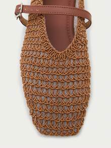 Nöista Warm Brown Tone Ballet Flats, Made Of Woven Synthetic Fabric With Tight Woven Texture. - Mocha Brown 1 - View 4