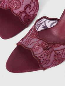 Sleekvia Summer New Belt Wear High-Heeled Women's Slippers - Burgundy - View 9