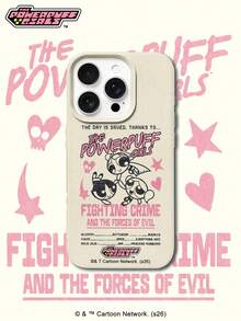 THE POWERPUFF GIRLS X SHEIN The Powerpuff Girls Full Three Characters Retro Distressed Graphic Star Heart Villain List Slogan Letter Element Leather Grain White Skin Friendly Shockproof Anti-Drop Protective Phone Case Compatible With Apple IPhone 13/14/15/15Pro/16/16Pro/17Pro, Best Selling Daily Aesthetic Cover - Multicolor - View 2