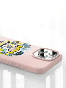 THE POWERPUFF GIRLS X SHEIN The Powerpuff Girls Bubbles 卡通貼紙拼貼圖案 星星兔子章魚麥克風音符愛心字母元素 皮革紋理粉色親膚防震防摔手機保護殼，適用於 Apple iPhone 13/14/15/15Pro/16/16Pro/17Pro，熱銷日常美學手機殼 - 彩色 - 查看 5