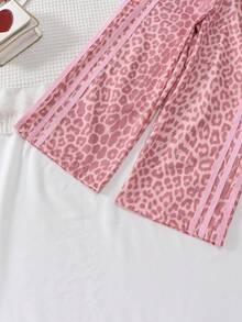 SHEIN Young Girl Leopard Print Patchwork Casual Versatile Daily Travel Long Pants - Multicolor - View 6