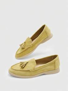 CUCCOO BIZCHIC Sepatu Flat Wanita dengan Gesper Sederhana dan Elegan, Modis, Serbaguna, untuk Santai, Kerja, dan Perjalanan. - Kuning muda - View 9