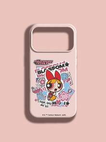 THE POWERPUFF GIRLS X SHEIN The Powerpuff Girls Blossom 卡通貼紙拼貼圖案 星星兔子迪斯可球愛心字母元素 皮革紋理粉色親膚防震防摔保護手機殼，適用於 Apple iPhone 13/14/15/15Pro/16/16Pro/17Pro，熱銷日常美學保護殼 - 彩色 - 查看 4