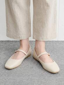 CUCCOO BIZCHIC Solid Color Fashionable Comfortable Casual Flat Shoes, Suitable For Daily Commute Spring Shoes - Beige - View 3