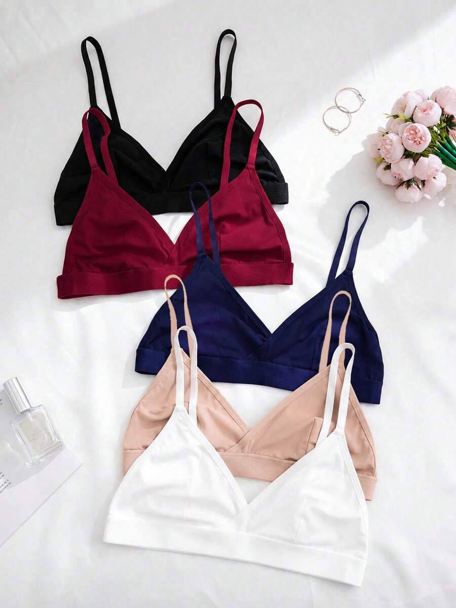 SHEIN Women's Non-Wired Bra Set 5pcs - Multicolor - View 1