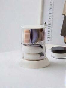 1 Transparent Plastic Rotating Dustproof Multi-Layer Cosmetic Storage Box - Clear - View 6