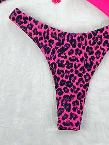 Swim Vcay Women's Spaghetti Strap Halter Neck High Cut Bikini Set - Multicolor - View 3