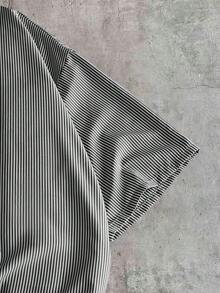 AXEPEAK 男士夏季休閒條紋青蛙鈕扣襯衫 - 黑與白 - 查看 4