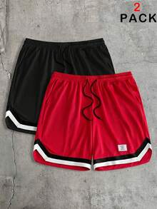 AXEPEAK Men's Drawstring Waist Colorblock Casual Versatile Daily Travel Shorts 2pcs/Set - Multicolor - View 2