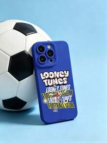 LOONEY TUNES X SHEIN 1件 Looney Tunes Bugs Bunny Football Club 深藍色磨砂手機殼，疊層 Bugs Bunny 足球圖案、「FOOTBALL CLUB」字樣與經典「LOONEY TUNES」Logo，全包防震保護，適合卡通愛好者與 Looney Tunes 粉絲，相容 iPhone 與 Galaxy 手機殼，手機配件，快速出貨 - 藍色 - 查看 3