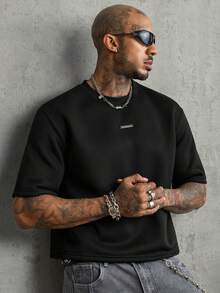 AXEPEAK Men's Gothic Pattern Casual Versatile Daily Short Sleeve T-Shirt - Black - View 2