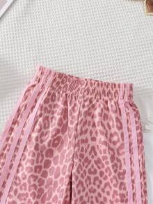 SHEIN Young Girl Leopard Print Patchwork Casual Versatile Daily Travel Long Pants - Multicolor - View 9