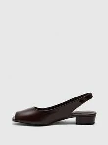 CUCCOO BIZCHIC Zapatos de mujer elegantes y de moda para primavera y verano, casuales para ir al trabajo, con acabado brillante, unicolor y punta abierta - Marrón - Ver 12