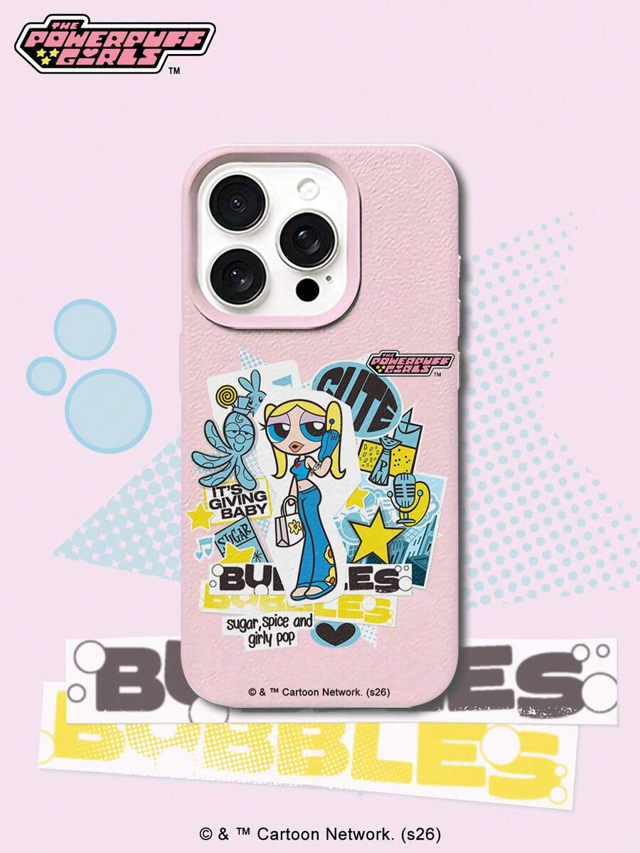THE POWERPUFF GIRLS X SHEIN The Powerpuff Girls 辣妹 Bubbles 卡通貼紙拼貼圖案 星星 章魚 兔子 麥克風 愛心 字母元素 皮革紋 粉色 親膚 防震 防摔 保護手機殼 適用於 Apple iPhone 13/14/15/15Pro/16/16Pro/17Pro,熱銷日常美學保護殼 - 彩色 - 查看 1
