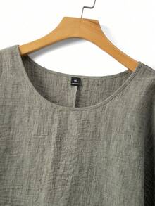 Linhara Green Casual Loose Fit Shirt, Versatile Plus Size, Spring/Summer - Green - View 4