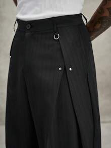 PAVTROS Men's Solid Color Pleated Wide Leg Loose Casual Pants With Side Pockets - Khaki - View 6