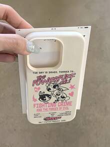 THE POWERPUFF GIRLS X SHEIN The Powerpuff Girls Full Three Characters Retro Distressed Graphic Star Heart Villain List Slogan Letter Element Leather Grain White Skin Friendly Shockproof Anti-Drop Protective Phone Case Compatible With Apple IPhone 13/14/15/15Pro/16/16Pro/17Pro, Best Selling Daily Aesthetic Cover - Multicolor - View 7