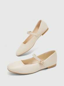 CUCCOO BIZCHIC Solid Color Fashionable Comfortable Casual Flat Shoes, Suitable For Daily Commute Spring Shoes - Beige - View 7