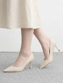 CUCCOO BIZCHIC Women's Pointed Stiletto Medium Heel High Heels, Elegant Casual And Comfortable Lace-Up Office Work Commuter Style Shoes, Formal Occasion Party Wedding Shoes, Suitable For Christmas And Spring Shoes - Rice apricot. - View 2