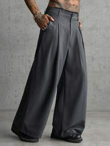 AXEPEAK Men's Casual Versatile Commuter Solid Color Long Pants - Grey - View 5