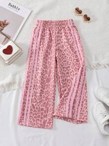SHEIN Young Girl Leopard Print Patchwork Casual Versatile Daily Travel Long Pants - Multicolor - View 5