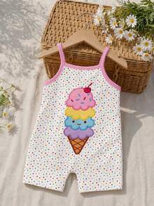 Baby Girl Casual Cartoon Print Suspender Romper Suitable For Spring And Summer - Multicolor - View 6