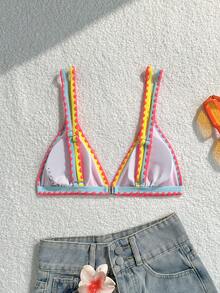 Swim Vcay Top bikini triángulo de color combinado puntada - Multicolor - Ver 2