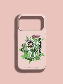 THE POWERPUFF GIRLS X SHEIN The Powerpuff Girls 辣妹 Buttercup 卡通貼紙拼貼圖案 星星 吉他 骷髏 繃帶 音符 字母元素 皮革紋理 粉色 親膚 防震 防摔 保護手機殼，適用於 Apple iPhone 13/14/15/15Pro/16/16Pro/17Pro，熱銷日常美學保護殼 - 彩色 - 查看 7