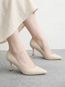 CUCCOO BIZCHIC Women's Pointed Stiletto Medium Heel High Heels, Elegant Casual And Comfortable Lace-Up Office Work Commuter Style Shoes, Formal Occasion Party Wedding Shoes, Suitable For Christmas And Spring Shoes - Rice apricot. - View 4