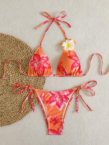 Sunnyshic Bộ bikini hai mảnh họa tiết nhiệt đới dành cho nữ, trang phục thường ngày khi đi nghỉ dưỡng - Nhiều màu - Xem 4