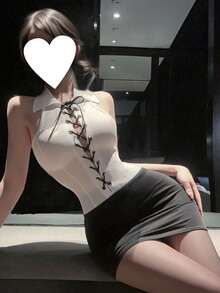 Dansine 性感夜总会秘书紧身裙女式吊带制服诱惑套装 - 白色 - 查看 5