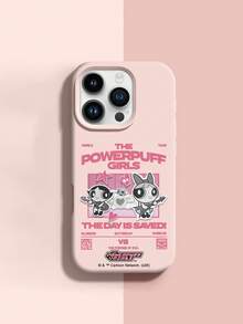 THE POWERPUFF GIRLS X SHEIN 飛天小女警搖滾吉他 Blossom Buttercup 卡通圖案星星愛心字母印花皮革紋理粉色親膚防震防摔保護手機殼 適用於 Apple iPhone 13/14/15/15Pro/16/16Pro/17Pro，熱銷日常美學保護殼 - 彩色 - 查看 4