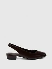 CUCCOO BIZCHIC Zapatos de mujer elegantes y de moda para primavera y verano, casuales para ir al trabajo, con acabado brillante, unicolor y punta abierta - Marrón - Ver 8