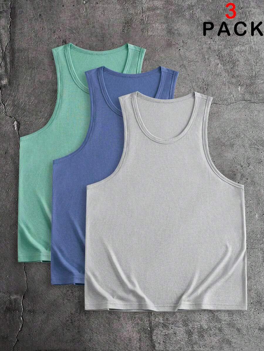 AXEPEAK Men's Casual Versatile Solid Color Tank Top - Multicolor - View 1