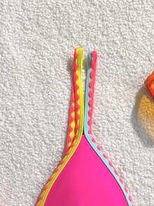 Swim Vcay Top bikini triángulo de color combinado puntada - Multicolor - Ver 3